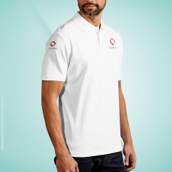 Unisex Poloshirt weiß Textildruck